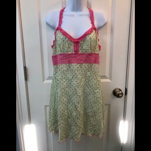 Hanky Panky Stretch Lace Nightie Green Pink Large